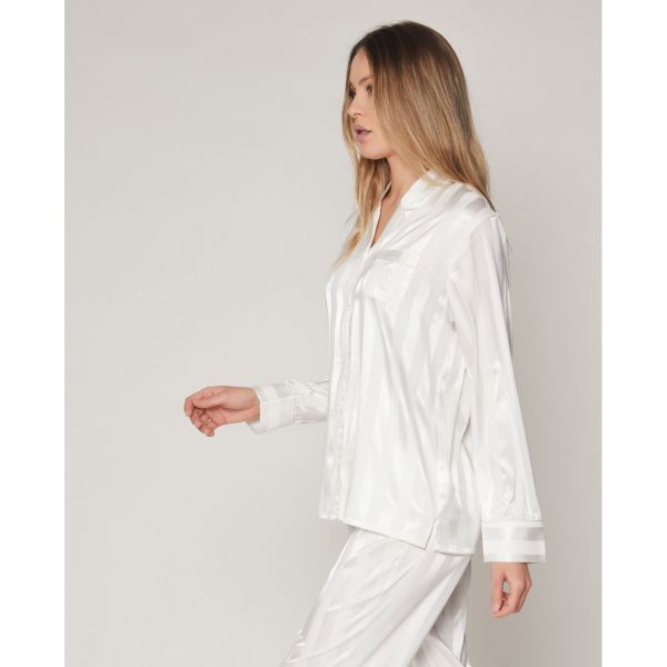 Buttoned Satin Pajama Pearl, Admas 55838