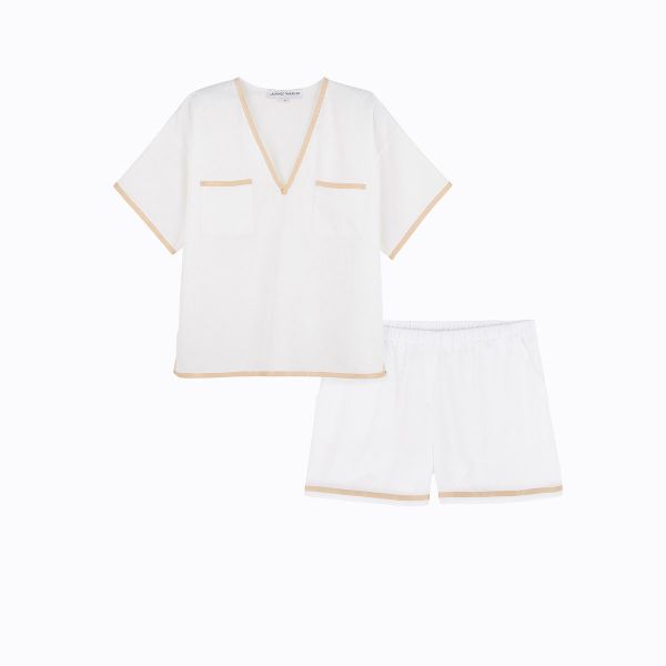Pyjama Short Manches Courtes, Essentiel Uni, Laurence Tavernier 2311223-BLANC