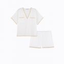 Pyjama Short Manches Courtes, Essentiel Uni, Laurence Tavernier 2311223-BLANC