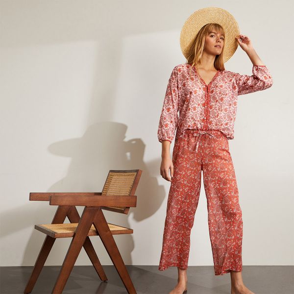 Pyjama Long Manches 7/8e, Fleurs du Désert, Laurence Tavernier 2311123-ORANG