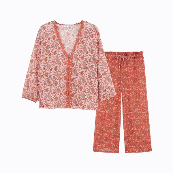 Pyjama Long Manches 7/8e, Fleurs du Désert, Laurence Tavernier 2311123-ORANG