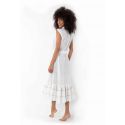 Robe Longue Boutonnée Sans Manches, Iris, Iconique IC23-014-BLANC