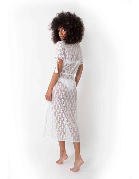 Caftan Long Ouvert, Temptation, Iconique IC23-020A-BLANC