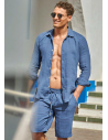 Chemise en Lin, Francis, David DM-FRANCIS-BLEU