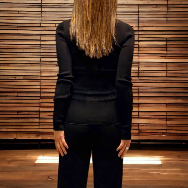 Pull Manches Longues, 85% Laine 15% Soie, Moretta 5926-NERO