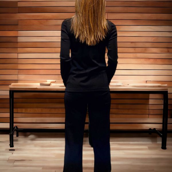 Pull Manches Longues, 85% Laine 15% Soie, Moretta 5927-NERO