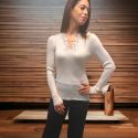 Pull Manches Longues, 85% Laine 15% Soie, Moretta 5966-BIANCO