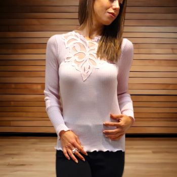 Top Manches Longues Plastron Tulle, Oscalito 6862-632