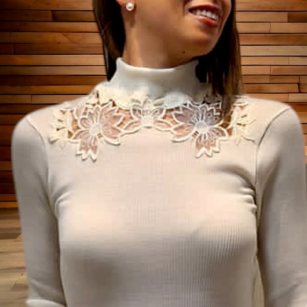 Pull Col Cheminée Manches Longues, Lucilla, Boglietti FRG731-101