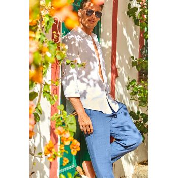 Pantalon en Lin, Nathan, David DM-NATHAN-BLEU