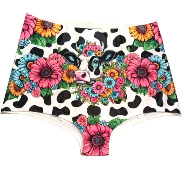 Slip Taille Haute & Beach, Cow Pop Art, Happy Undies COW POP HIGH