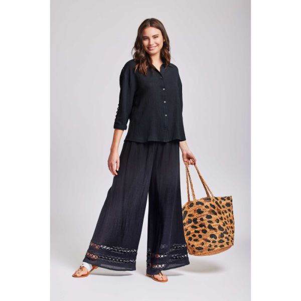 Pantalon, Palazzo, Iconique IC24-078-BLACK