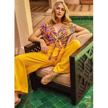 Pantalon, Palazzo, Iconique IC24-024-SAFFRON