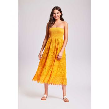 Robe Longue Bustier, Palazzo, Iconique IC24-091-SAFFRON