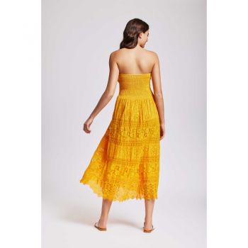 Robe Longue Bustier, Palazzo, Iconique IC24-091-SAFFRON 2