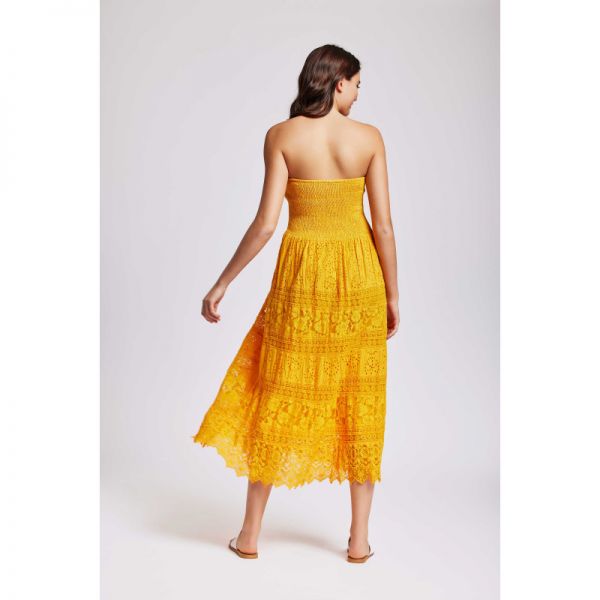 Robe Longue Bustier, Palazzo, Iconique IC24-091-SAFFRON