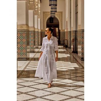 Robe Longue Manches 3/4, Camilla, Iconique IC24-004-WHITE