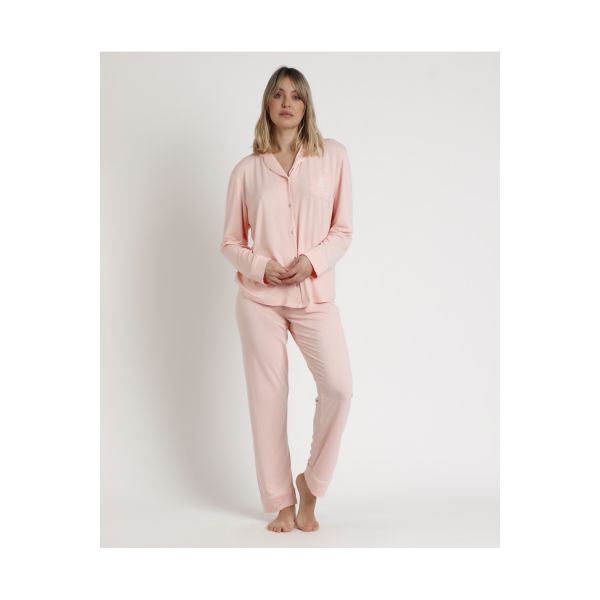 Pyjama Pantalon & Manches Longues, Admas 62617-CORAL