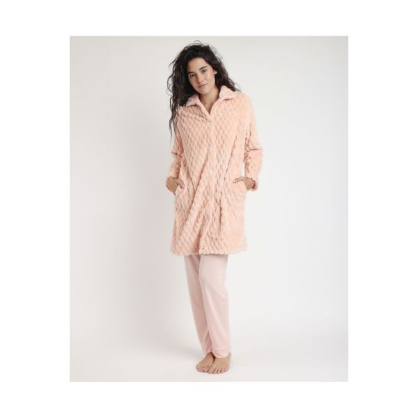 Robe de Chambre Boutonnée, Admas 67155-CORAL