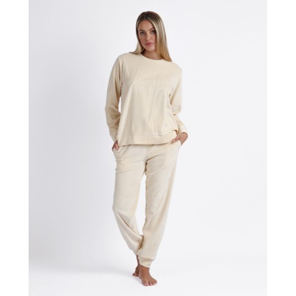 Pyjama Pantalon & Manches Longues, Admas 56192-BEIGE