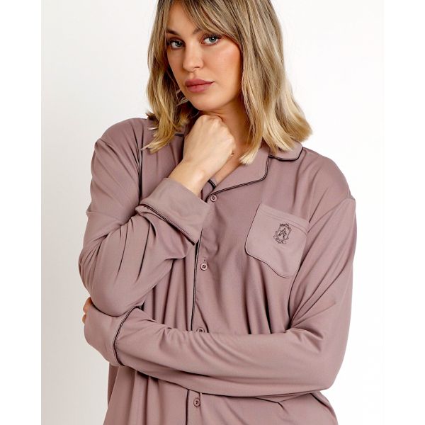 Pyjama Pantalon & Manches Longues, Admas 62617-MOKA