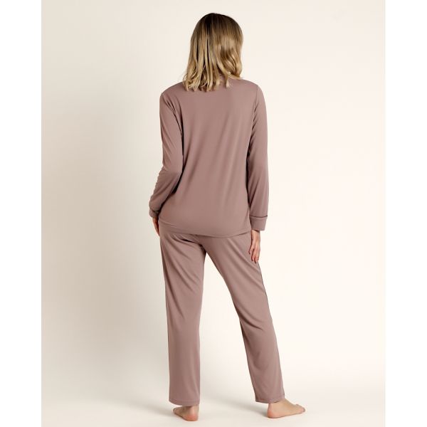 Pyjama Pantalon & Manches Longues, Admas 62643-MOKA