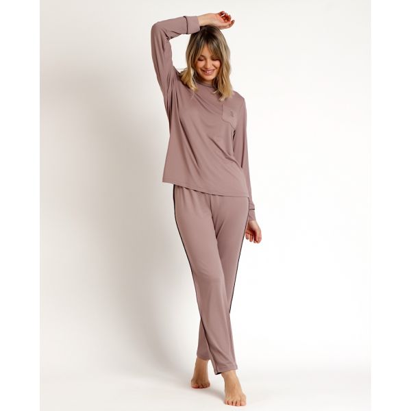 Pyjama Pantalon & Manches Longues, Admas 62643-MOKA