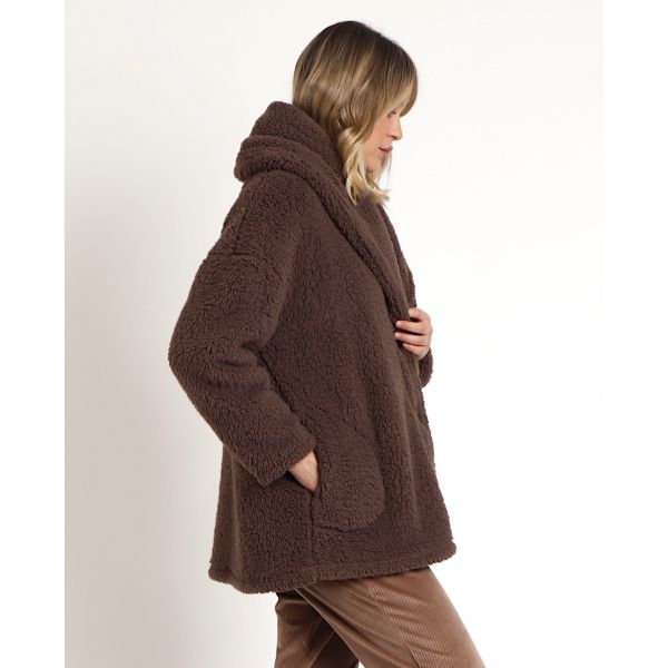 Veste 3/4 Polaire Boutonnée, Admas 67137-CHOCOLATE