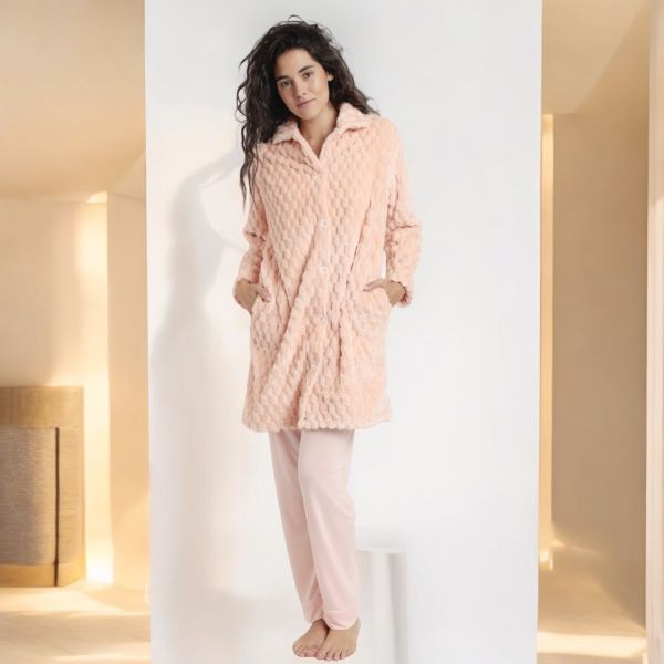 Robe de Chambre Boutonnée, Ad mas 67155-CORAL