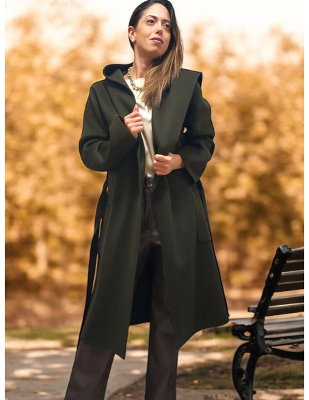 Manteau Laine Long à capuche, Lou Andrea LOU430773-BRONZE