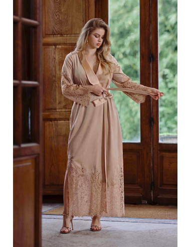 Peignoir Long en Velours et Dentelle, Volupia, Marjolaine 5VOL2201-0067