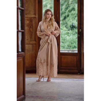 Peignoir Long en Velours et Dentelle, Volupia, Marjolaine 5VOL2201-0067 2