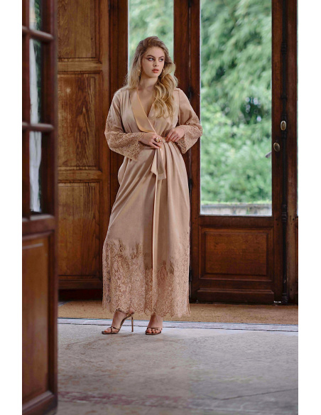 Peignoir Long en Velours et Dentelle, Volupia, Marjolaine 5VOL2201-0067