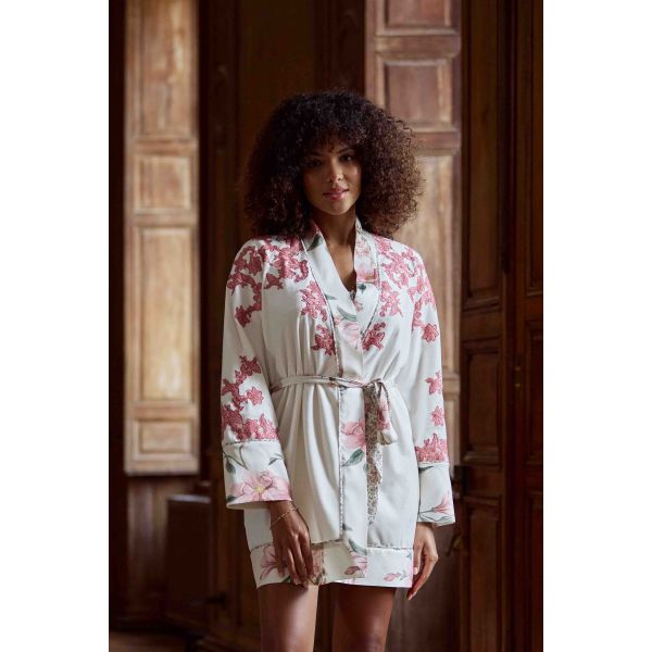 Peignoir Court en Velours et Dentelle, Vivianne, Marjolaine 5VIV2001-0074