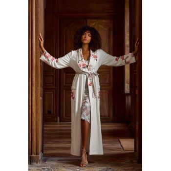 Peignoir Long en Velours et Dentelle, Vivianne, Marjolaine 5VIV2201-0074