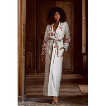 Peignoir Long en Velours et Dentelle, Vivianne, Marjolaine 5VIV2201-0074 2