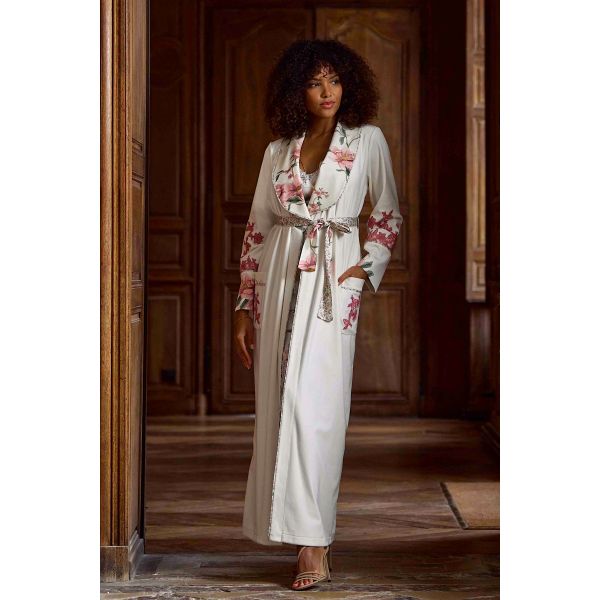Peignoir Long en Velours et Dentelle, Vivianne, Marjolaine 5VIV2201-0074