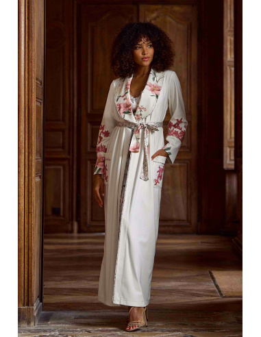 Peignoir Long en Velours et Dentelle, Vivianne, Marjolaine 5VIV2201-0074