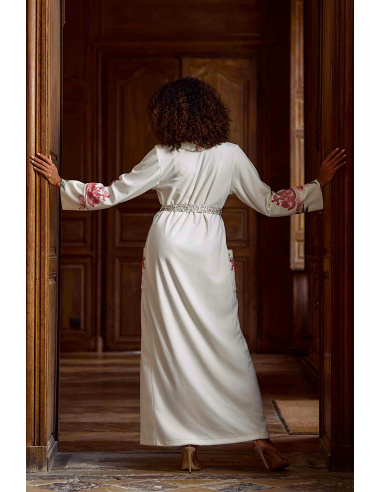 Peignoir Long en Velours et Dentelle, Vivianne, Marjolaine 5VIV2201-0074