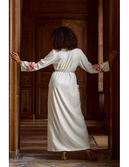 Peignoir Long en Velours et Dentelle, Vivianne, Marjolaine 5VIV2201-0074