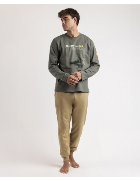 Long Sleeve Pyjamas, 62777-CAQUI