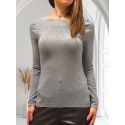Pull Manche Longue Modal, Cachemire Lurex, Moretta 5896LUX-GRIGIO