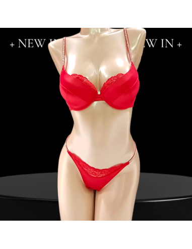 Red Satin Set Push Up et Tanga, Ad Selection 44598-ROUGE