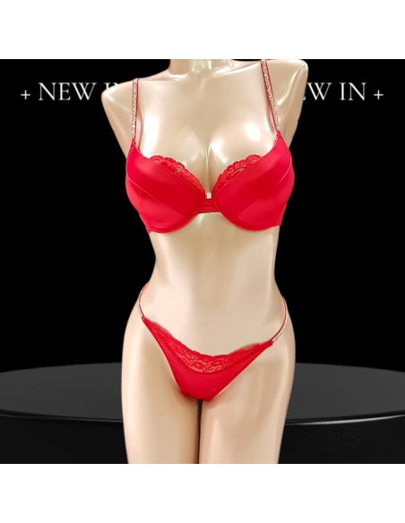 Red Satin Set Push Up et Tanga, Ad Selection 44598-ROUGE