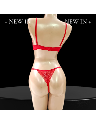 Red Satin Set Push Up et Tanga, Ad Selection 44598-ROUGE