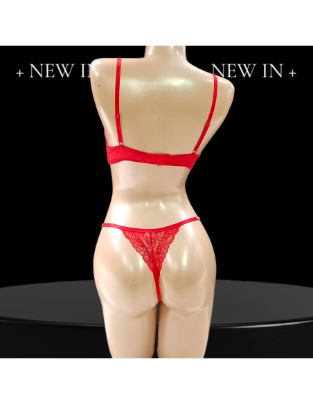 Red Satin Set Push Up et Tanga, Ad Selection 44598-ROUGE