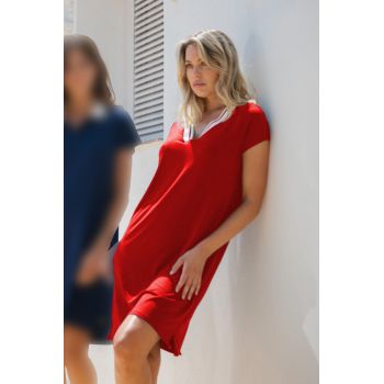 Robe - Tee Shirt Manches Courtes Col V, Ad Leisure 19923-000306