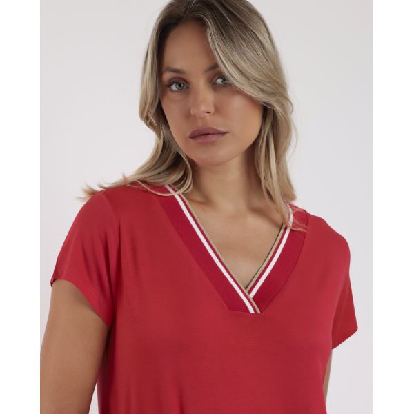 Dress - Tee Shirt Manches Courtes Col V, Ad Leisure 19923-000306