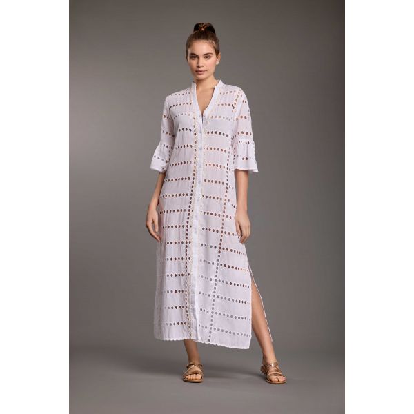 Long Dress 3/4 Sleeves, Zoe, Iconique IC25-004-WHITE