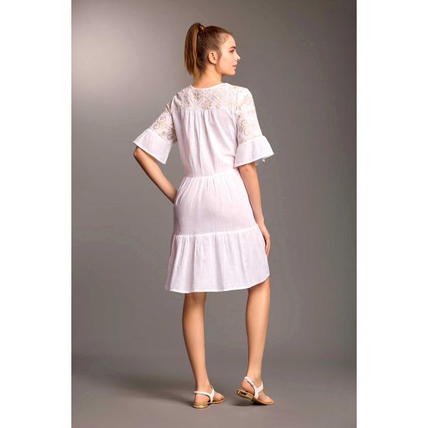 Robe Courte Manches Courtes, Holly, Iconique IC25-018-WHITE